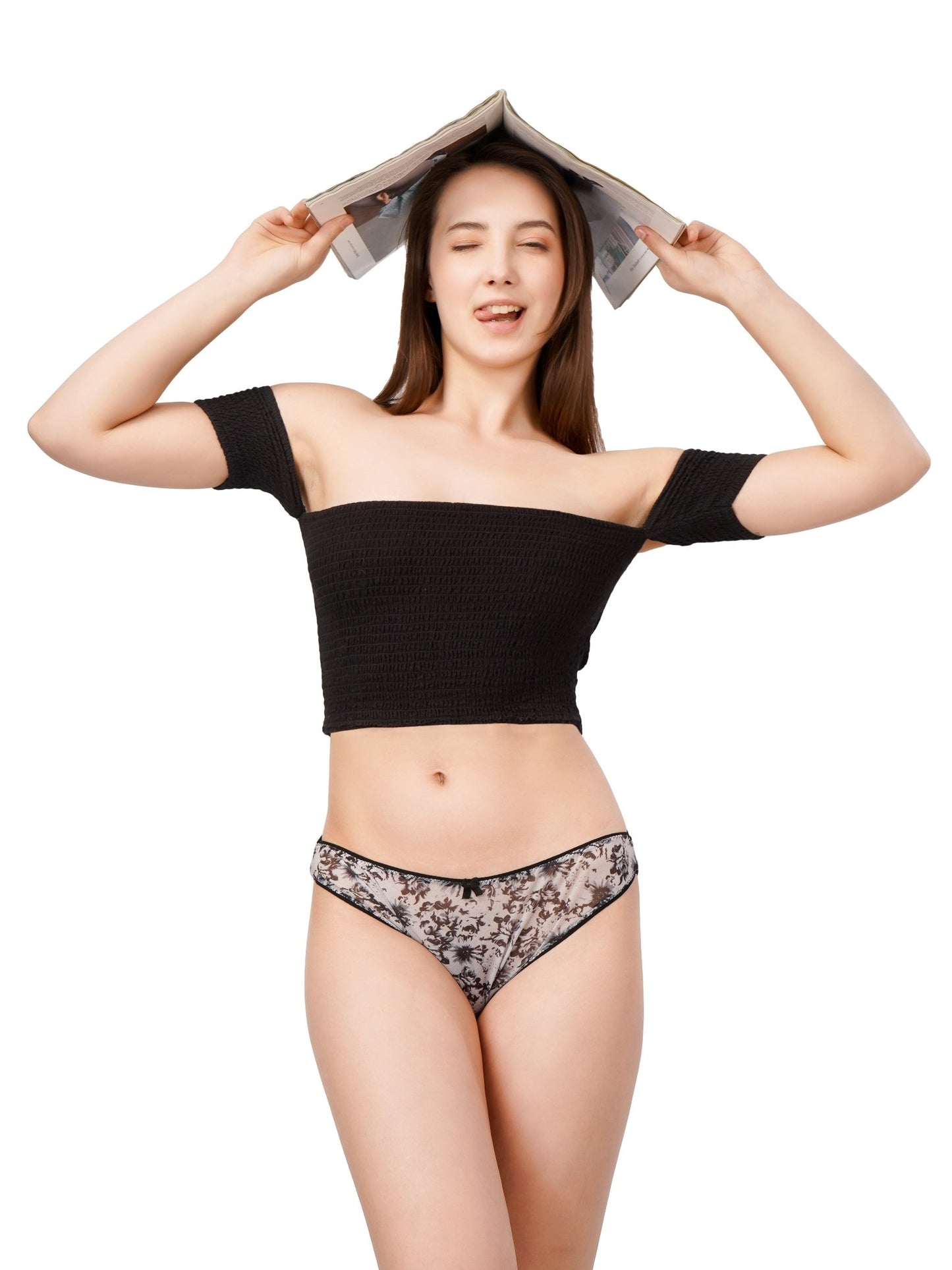 Floral Printed Bikini Brief set of two (black and white floral) - Cano Cristales Fashion